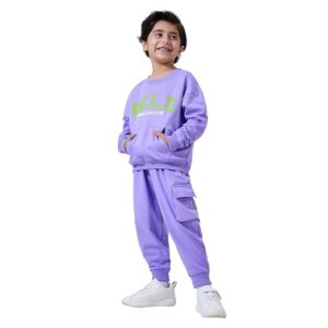 Hopscotch Boys 2-Pc Text Jogger Set in Lavender Color